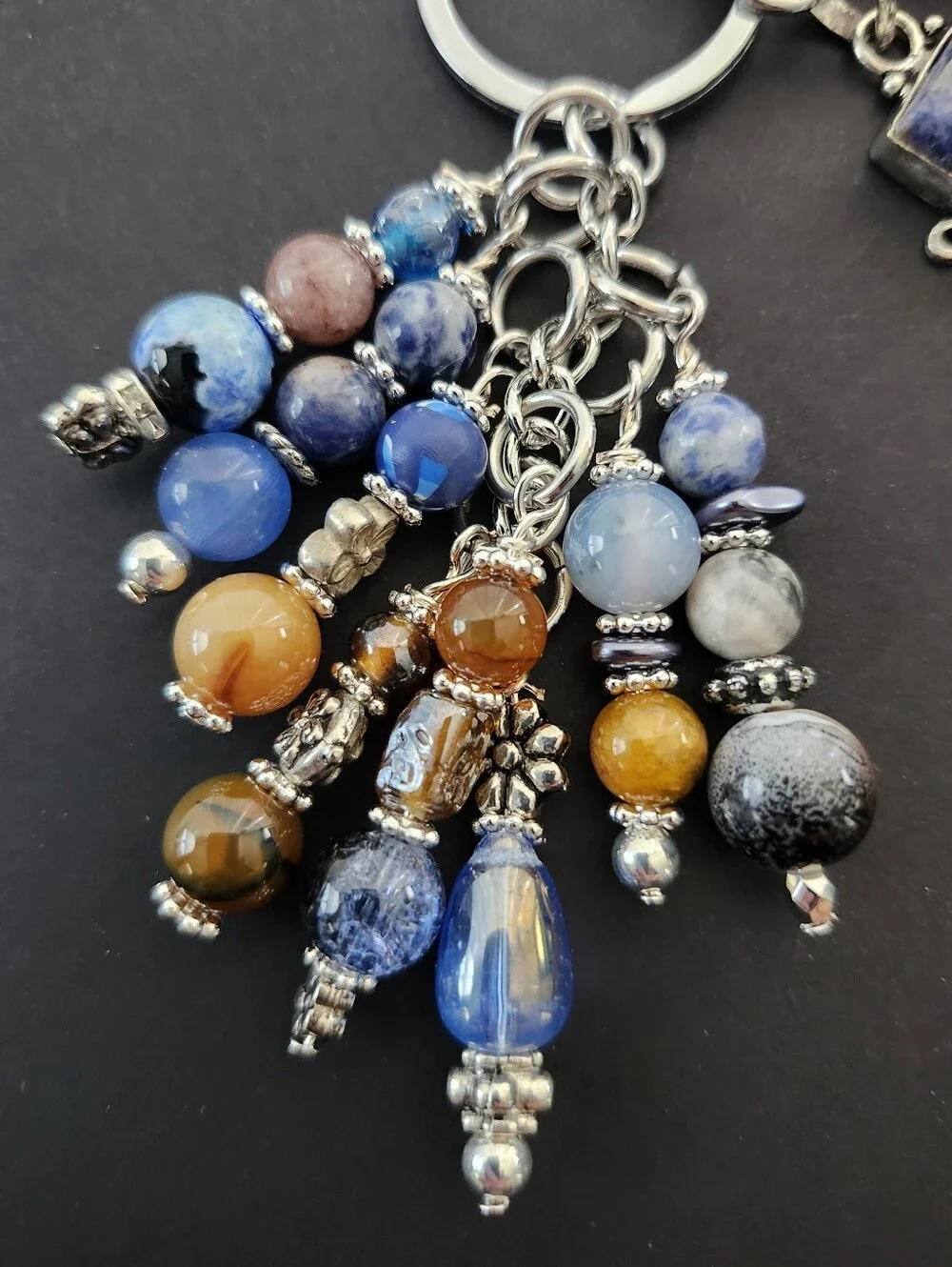 Sodalite Stone Purse Charm or Keychain Jasper Jade Agate Handcrafted